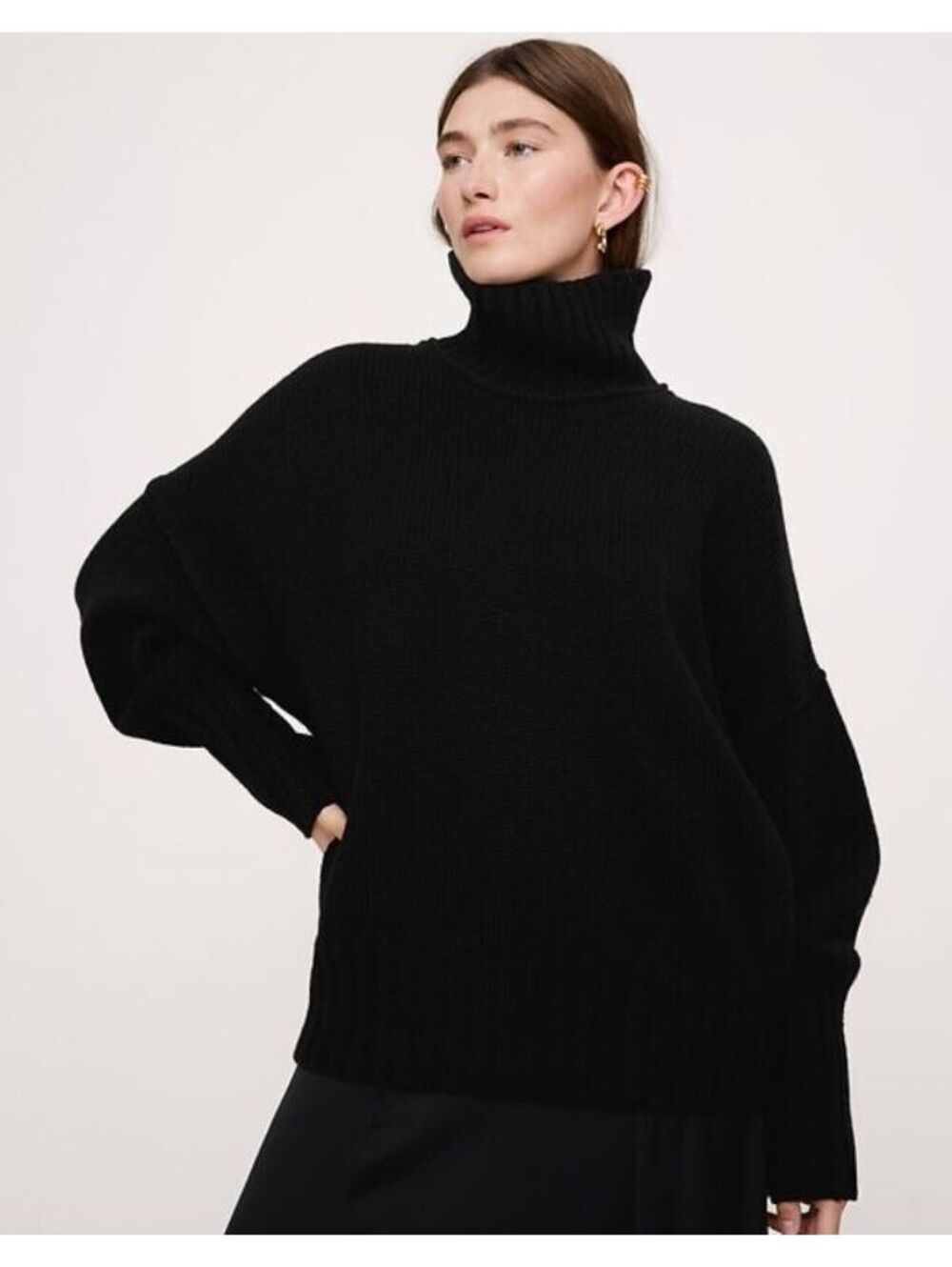 NWT Banana Republic Italian Merino-Blend Turtleneck Sweater black